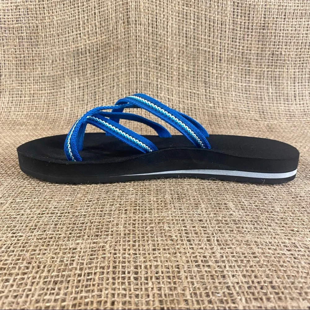 Teva sandals flip flops Blue strappy cushion Insoles Arch Support Sz  8 - Picture 6 of 12